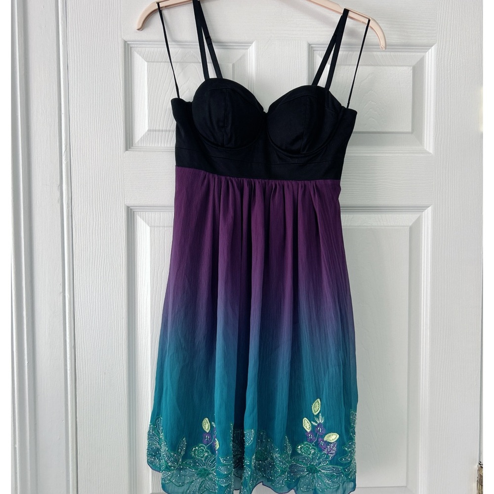 Boho.Coreset, Ombré Babydoll Style Dress with Sweetheart Neckline